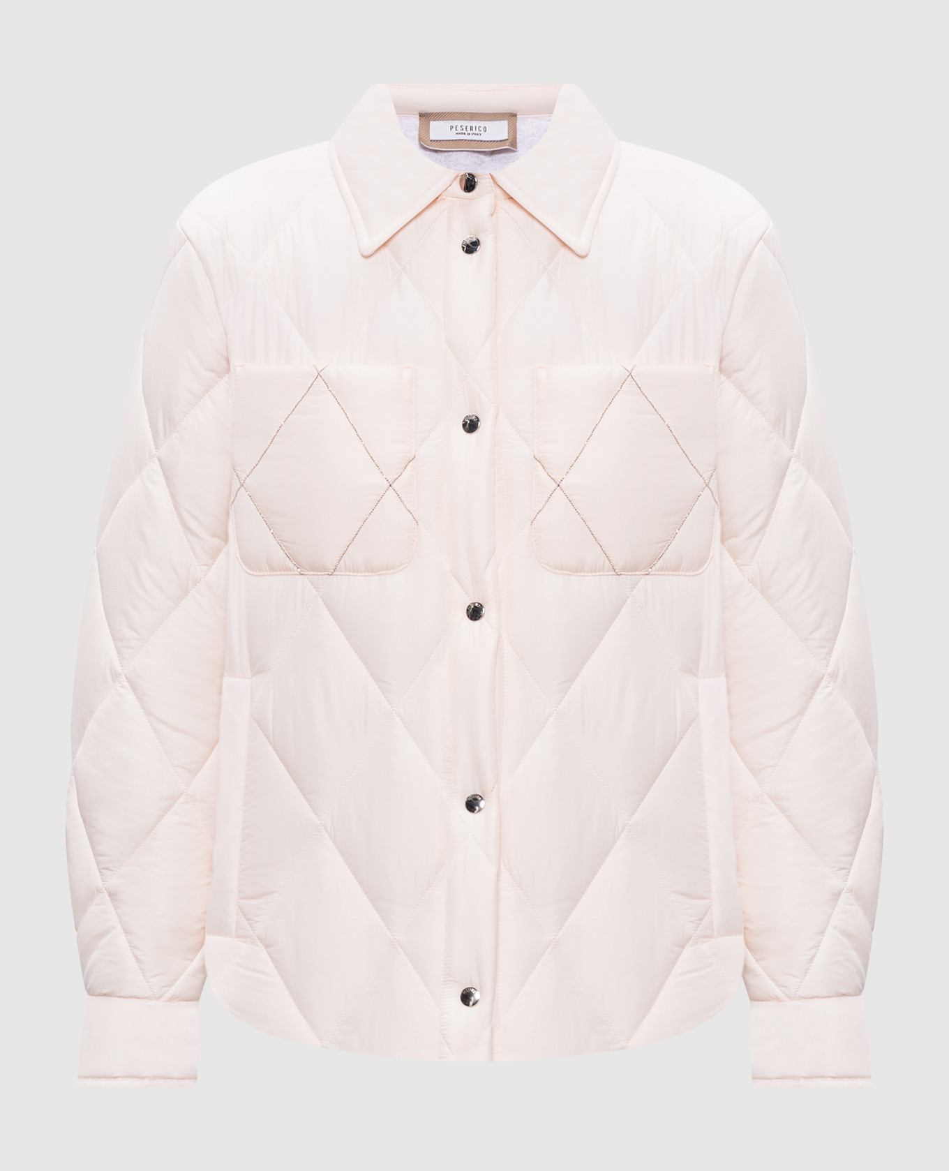 Pink quilted jacket with monil chain Peserico