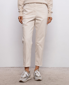 Peserico Beige trousers with lapels A04680T302479