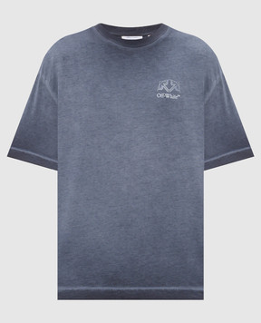 Off-White Blue t-shirt with logo print 44MAA120F26J01F