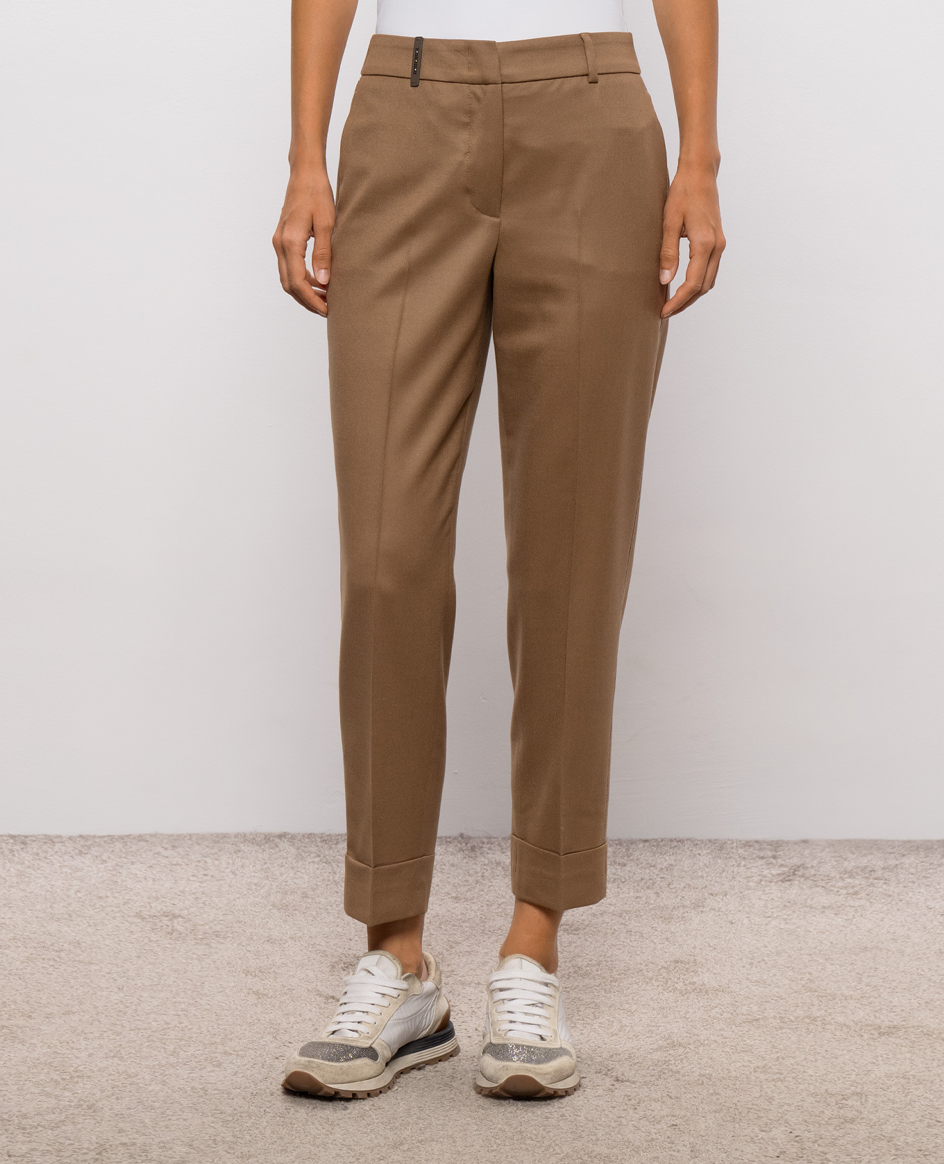 Brown wool trousers with lapels Peserico 3