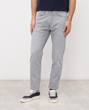 ISAIA Grey jeans with logo patch PND005DJ127