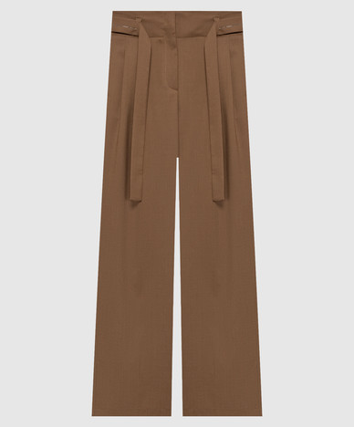 Brown wool pants with belt