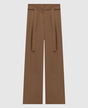Peserico Brown wool pants with belt P0470102660