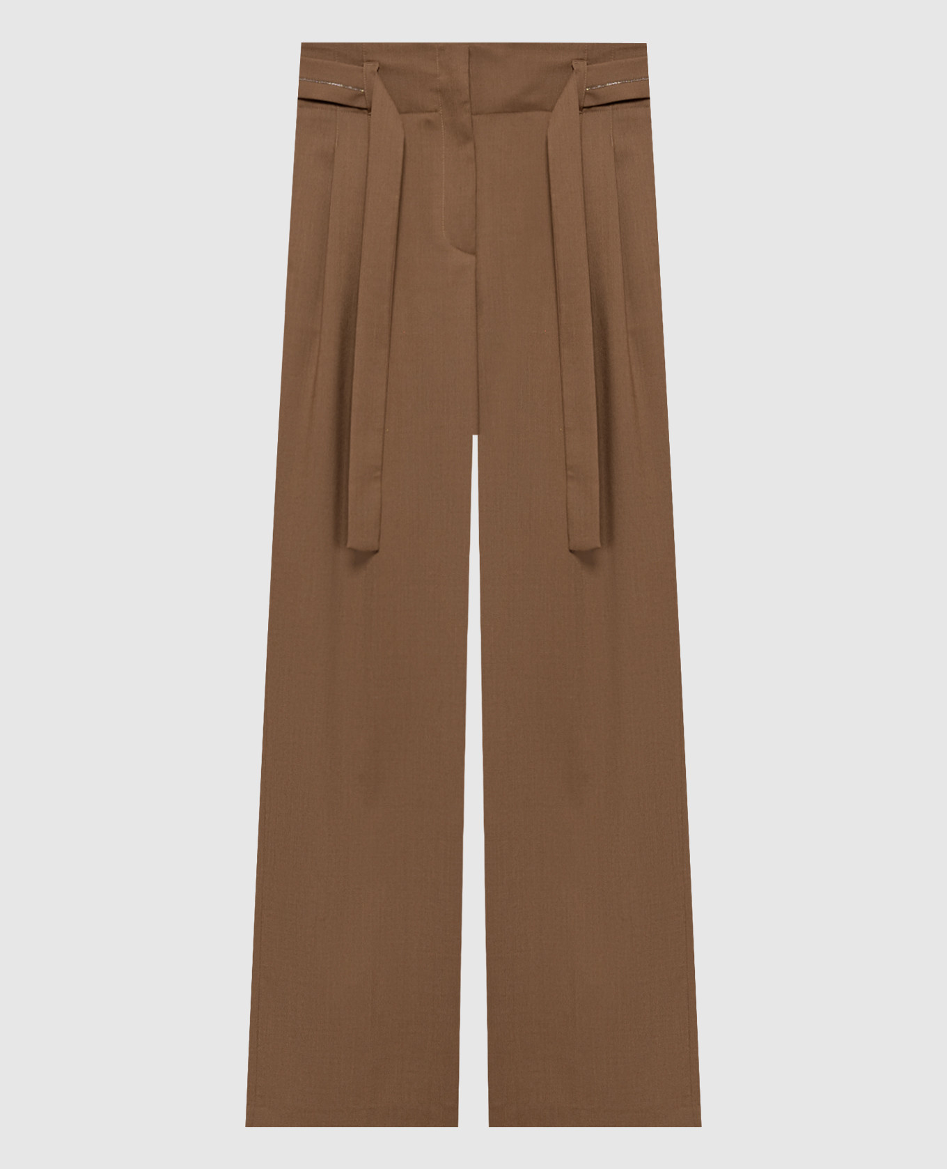 Brown wool pants with belt