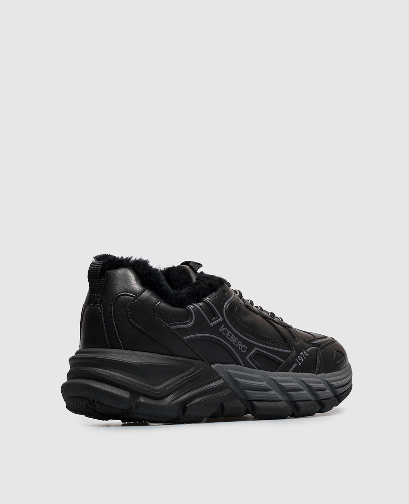 Black leather sneakers with fur trim Iceberg 3