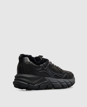 Iceberg Black leather sneakers with fur trim IU1706M