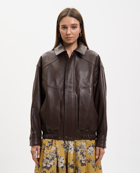 Babe Pay Pls Brown leather jacket with embossed grain 2533ASTON