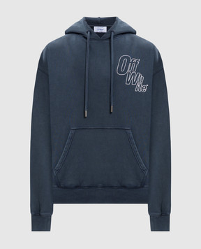 Off-White Blue hoodie with logo print 44MBB085F5F00K
