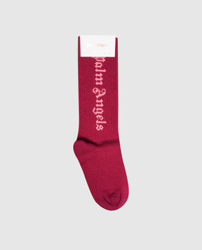 Palm Angels Children's pink socks with logo PGRA005F25KNI002