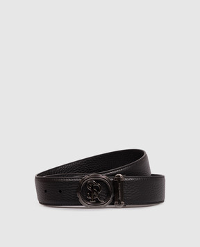 Stefano Ricci Black leather belt with logo engraving N382VDC527U