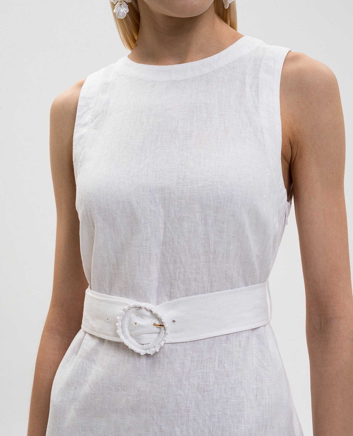 White linen mini dress with lace Twinset 5