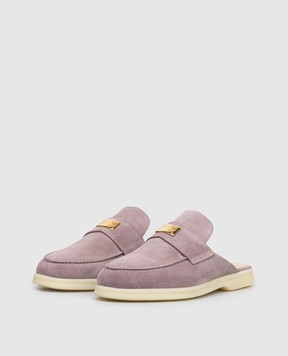 Babe Pay Pls Purple suede mules with logo engraving 231108ZA