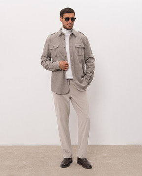 Sease Beige wool check shirt WP033TJ229