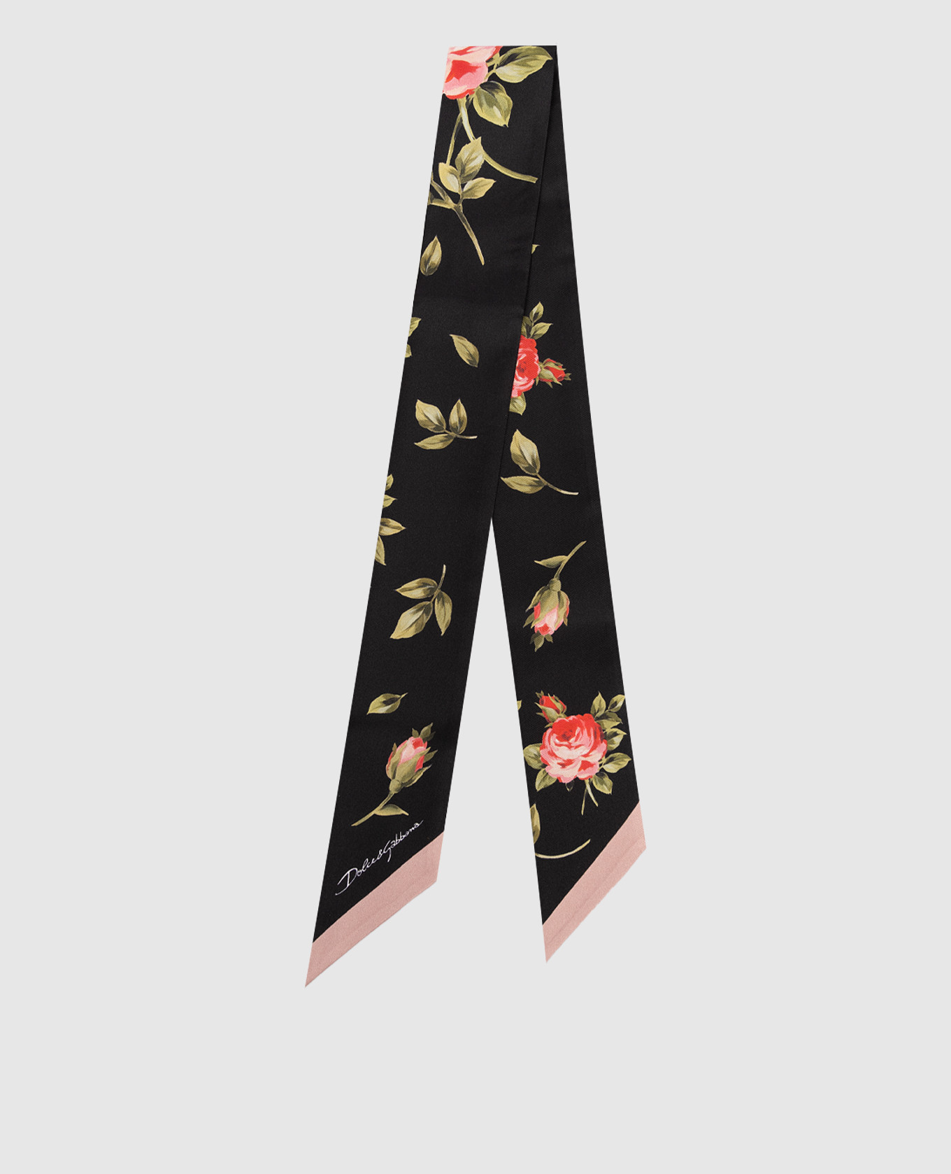 

Black floral print silk twill ribbon Dolce&Gabbana