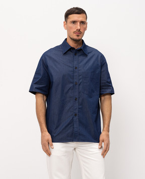 Givenchy Blue shirt with logo embroidery BM617Q517D