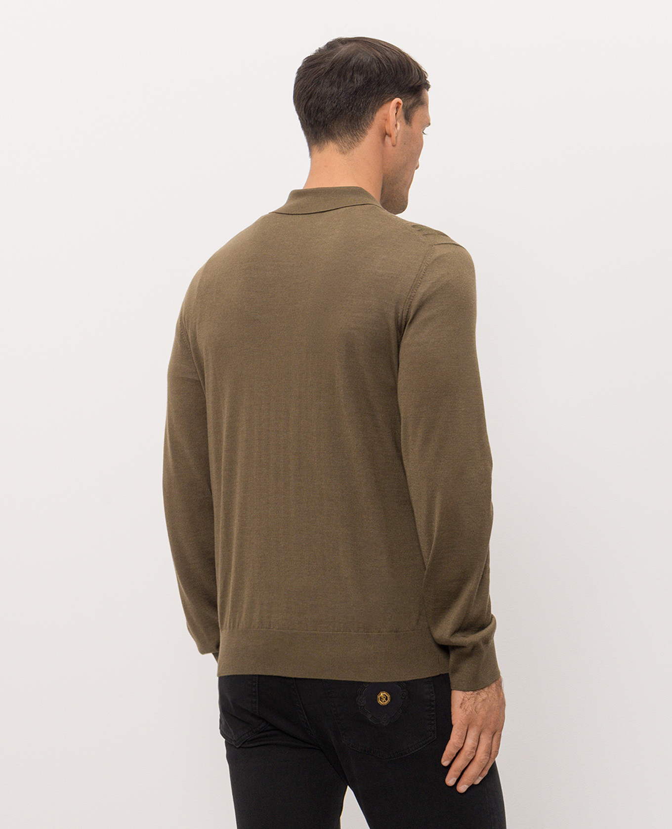 Brown cashmere and silk patterned polo shirt Stefano Ricci 4