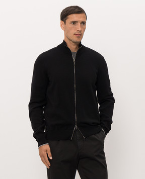 Peserico Black wool and cashmere cardigan R59532F129V470