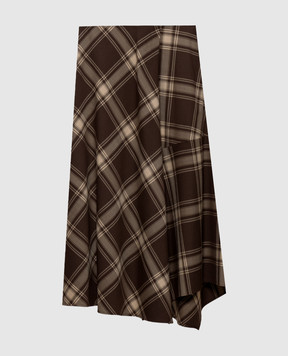 Max Mara Weekend Brown midi skirt LANOSO with checked wool WKDLANOSO