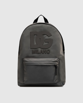Dolce&Gabbana Children's gray backpack with textured monogram EM0074A0567