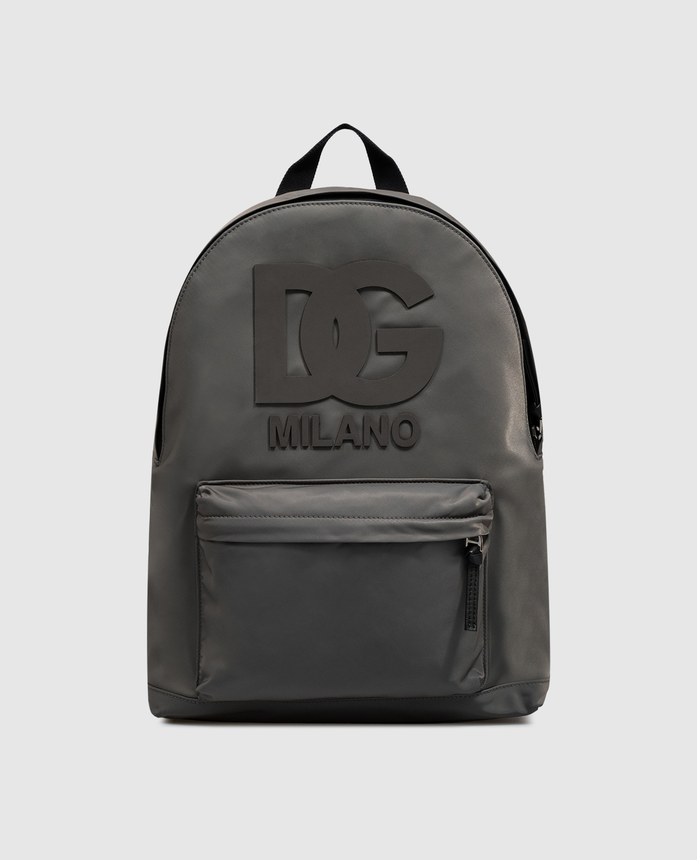 Children's gray backpack with textured monogram