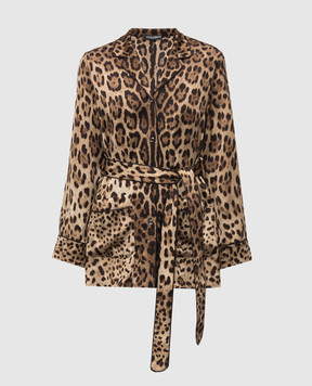 Dolce&Gabbana Leopard print silk blouse in pajama style F5I89TFSAXY