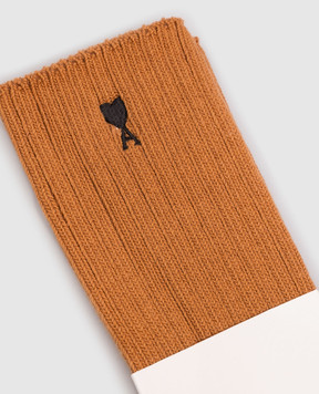 Ami Paris Brown socks with embroidered logo USC628AK0024m