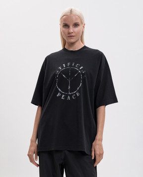 Vetements Black T-shirt with print MH27TR189Bw
