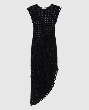 Loulou de Saison Black knitted asymmetrical dress Malena MALENA