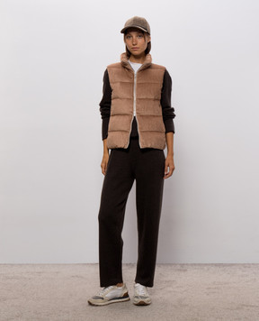 Peserico Brown corduroy down vest A0347502246