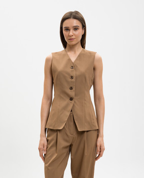 Marco Pescarolo Brown Trenta wool and silk vest TRENTAD5314
