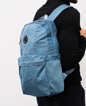 C.P. Company Children's blue backpack with logo patch COX002L3C06