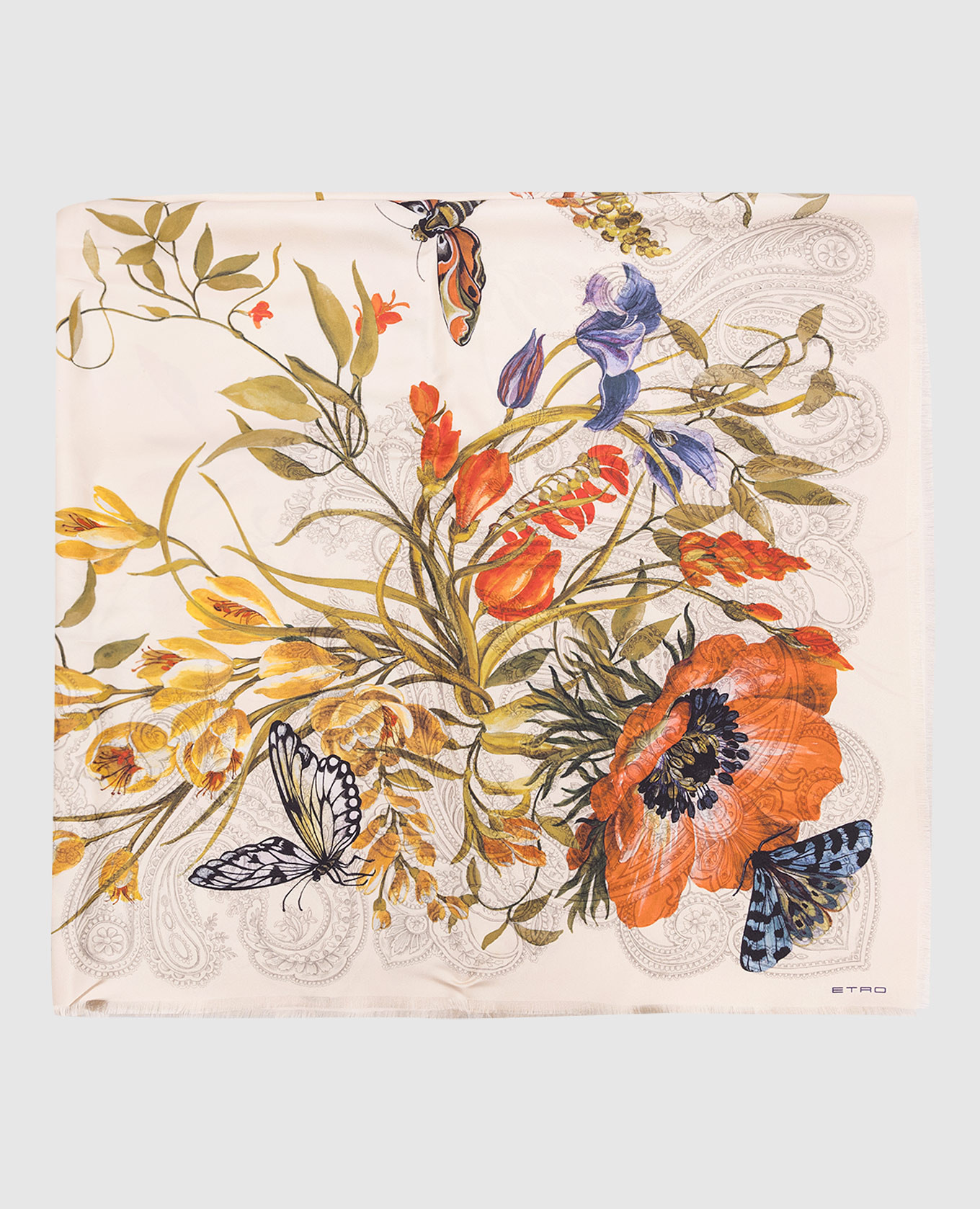 

Beige printed silk scarf Etro