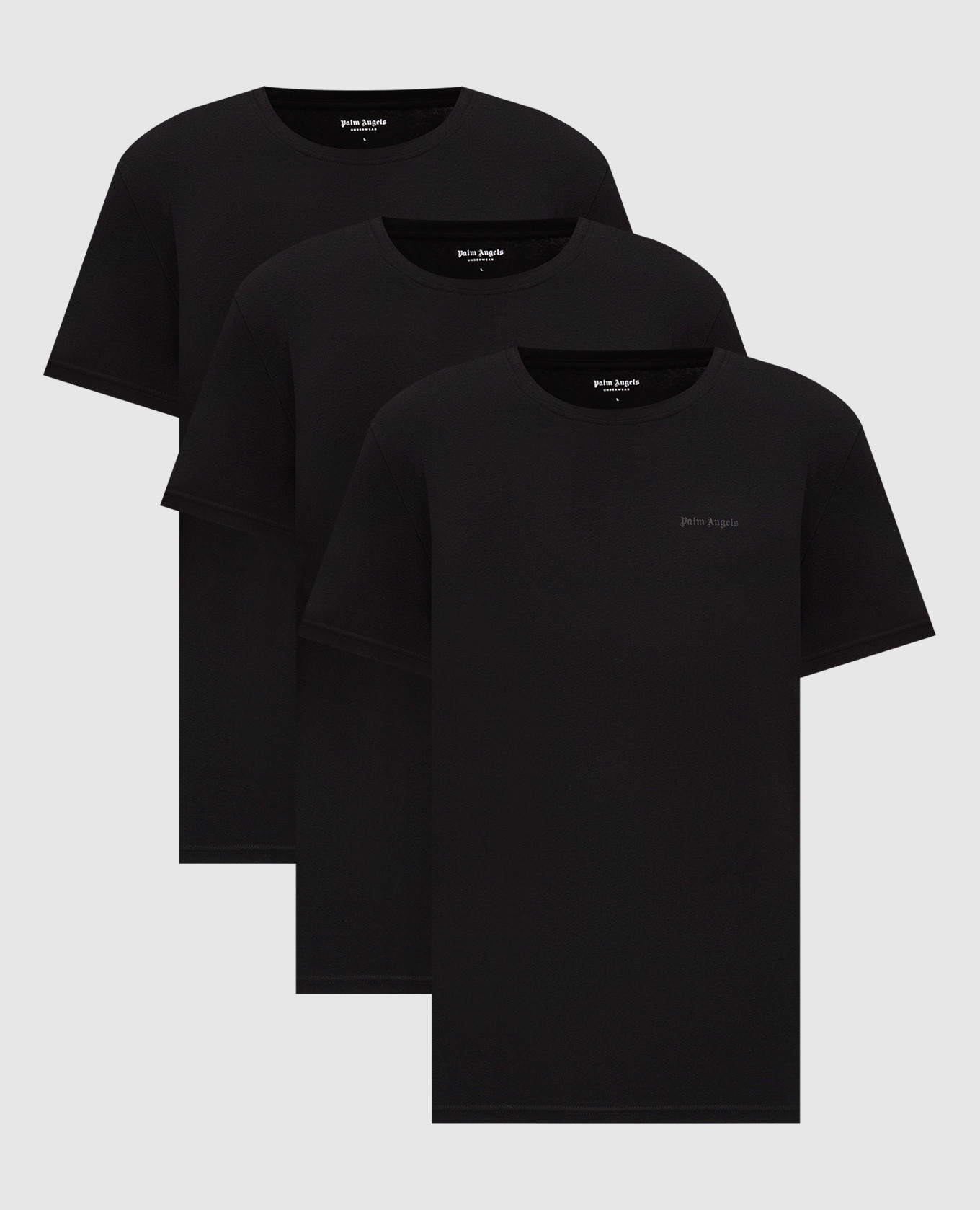 Set of black T-shirts with logo
