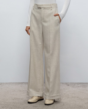 Brunello Cucinelli Beige wool and cashmere trousers with lapels MB162P8492