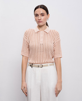 Peserico Pink openwork polo with sequins A99081F0509110