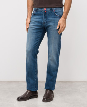 Kiton Blue jeans with a worn effect UPNJSK0115H