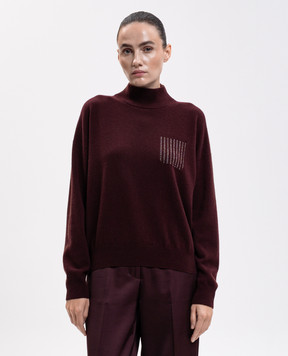 Peserico Burgundy wool, silk and cashmere sweater with monil chain S99996F12A9283