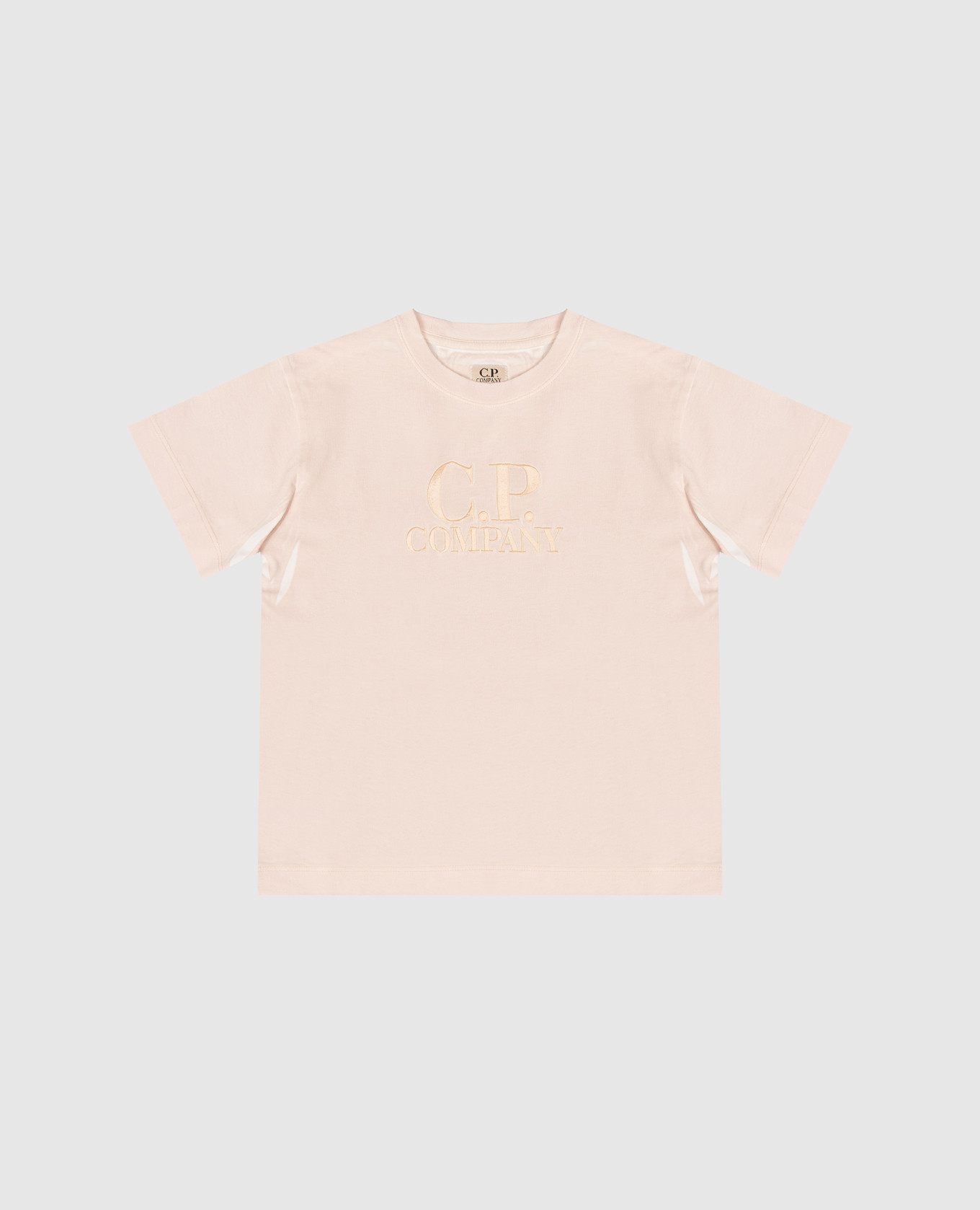Beige T-shirt with logo embroidery