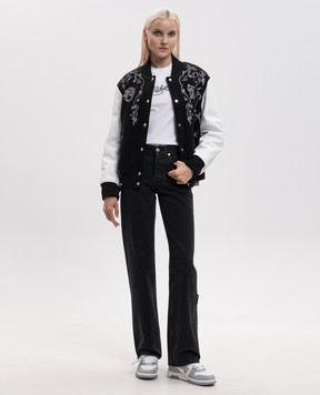 Off-White Black combination bomber jacket 2FG00404T