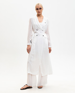 Masnada White double-breasted extended jacket with frame 8050