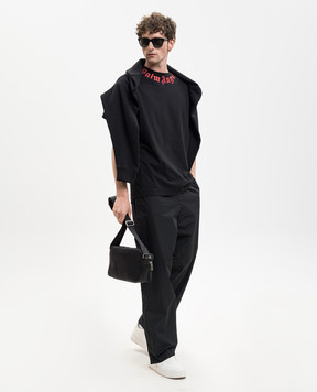 Palm Angels Black T-shirt with contrast logo PMAA109S26JER008