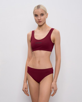 Jil Sander Burgundy swimsuit bodice with logo J40BR0006J20011