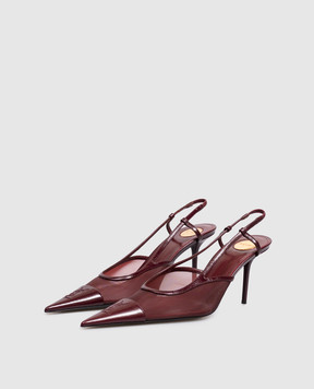 Saint Laurent Burgundy RENÉE slingbacks with Cassandre monogram 869662AAGMC