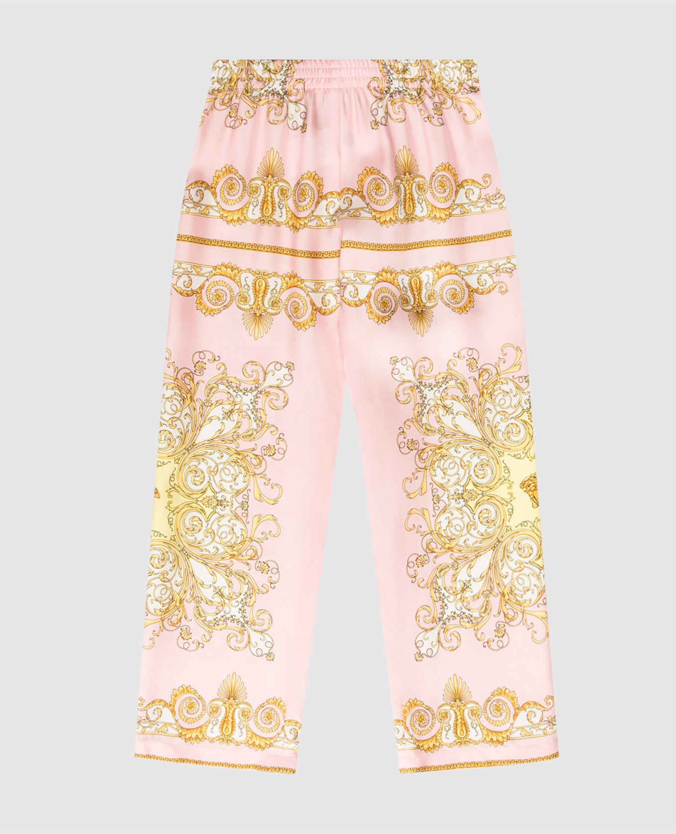 

Children's pink printed silk pants Versace