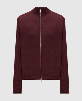Brunello Cucinelli Burgundy melange cardigan made of cashmere, silk and linen MSY00106