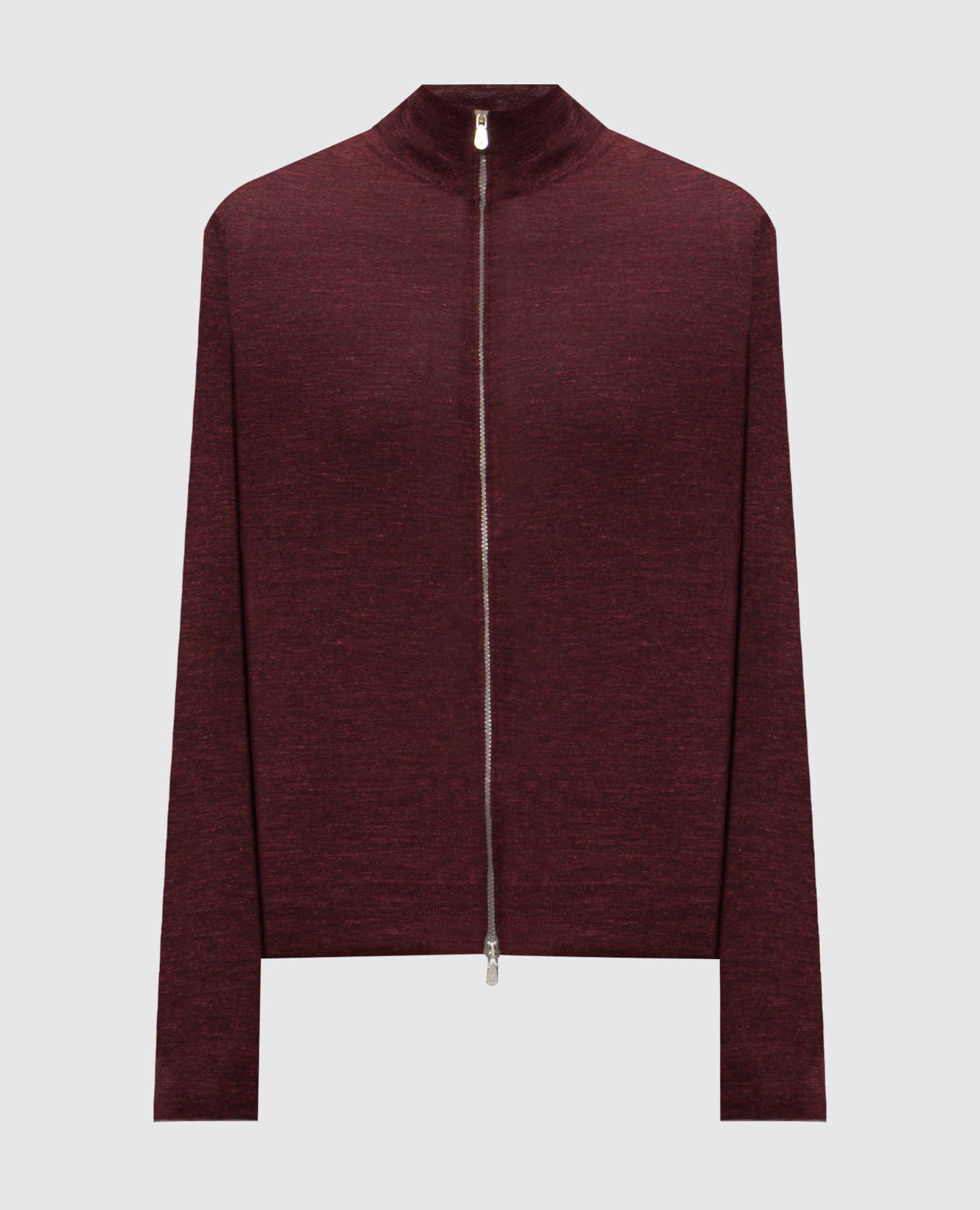 Burgundy melange cardigan made of cashmere, silk and linen