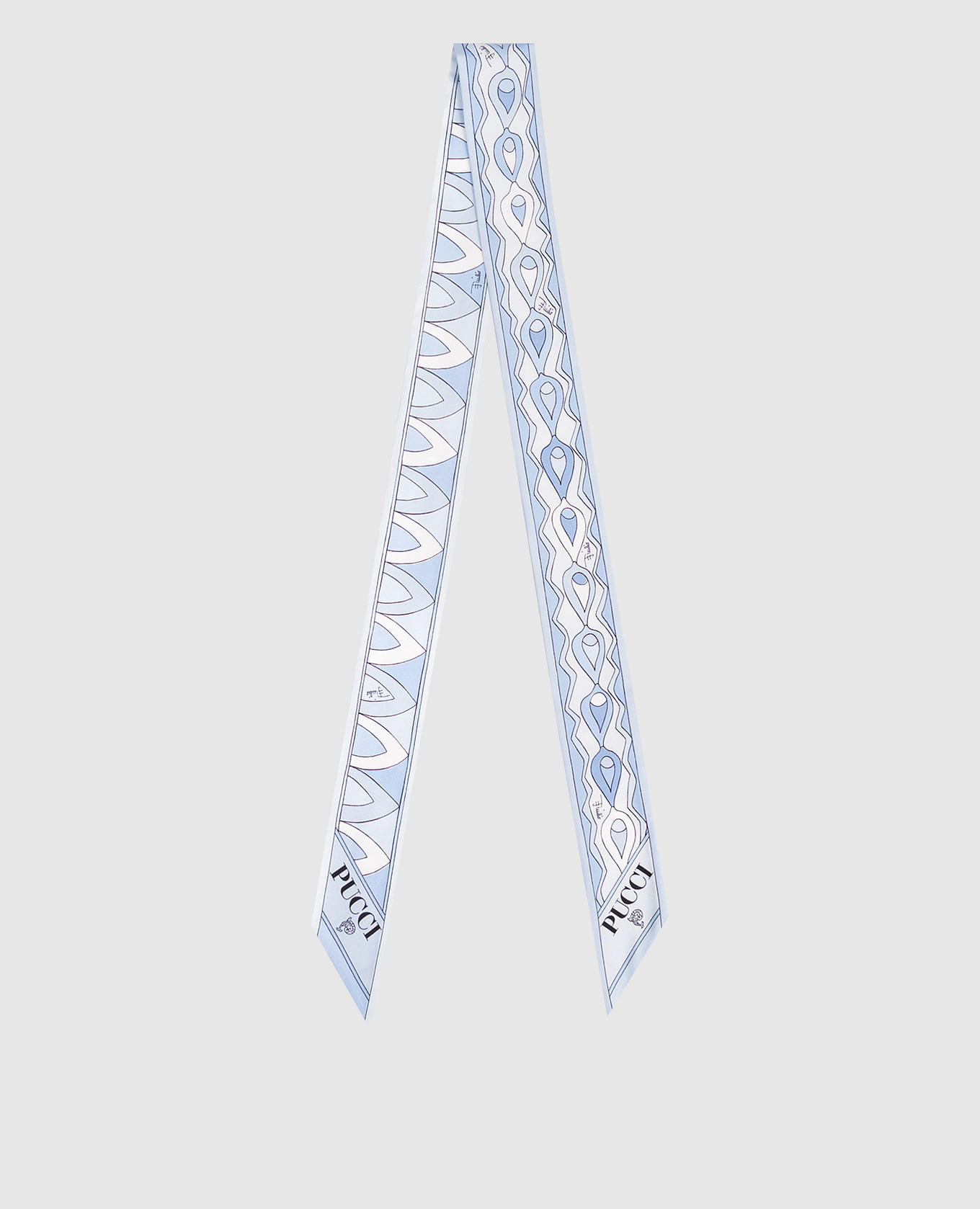 

Blue silk twill ribbon with branded print PUCCI, Light blue