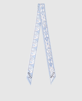 PUCCI Blue silk twill ribbon with branded print 6HGB216HC04