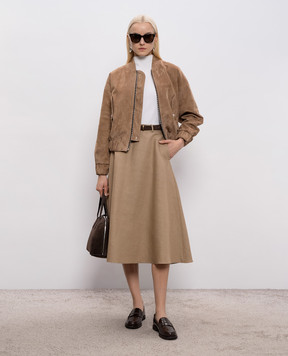 Agnona Beige midi skirt with linen and silk TG1101YU2108