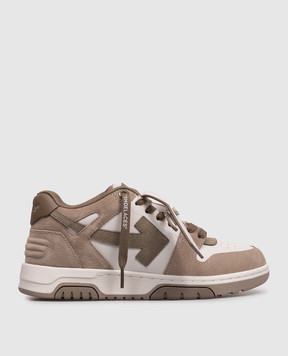 Off-White Out Of Office grey leather sneakers with logo OWIA259S26LEA005